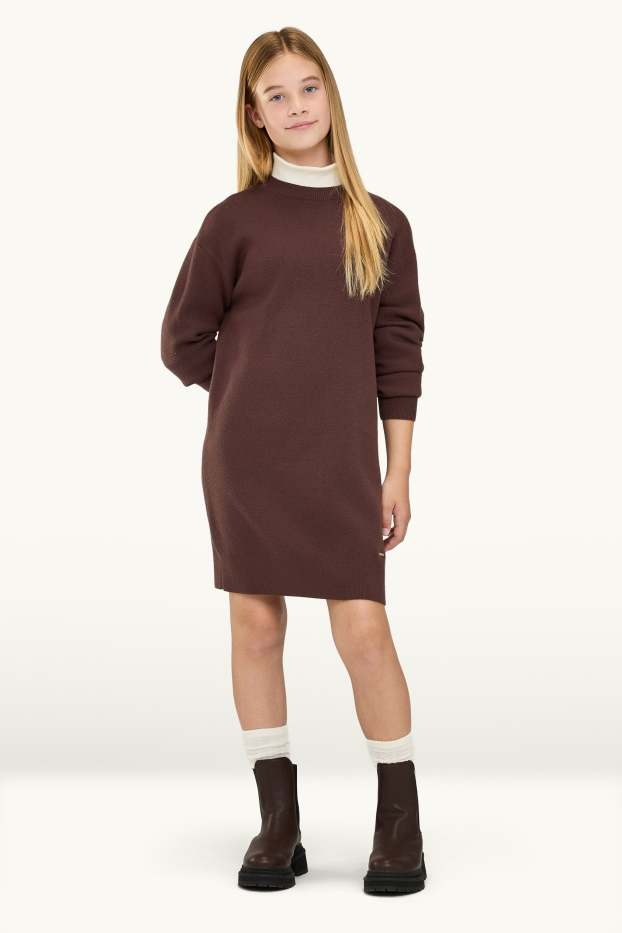 Nena - Vestit de punt de mitja - marró fosc