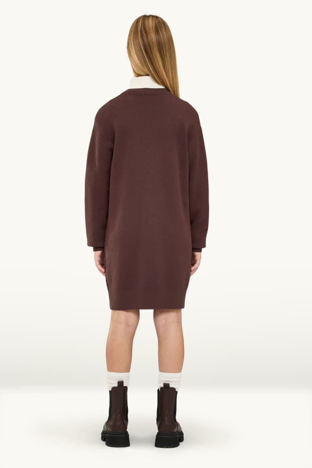 Nena - Vestit de punt de mitja - marró fosc