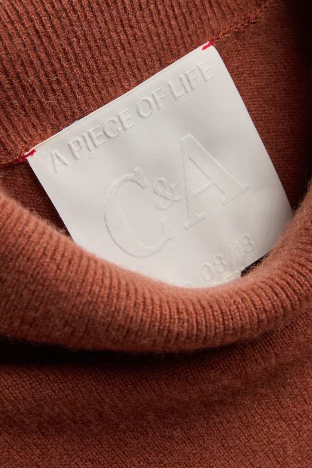 Hommes - Pull à col roulé en cachemire - rouille