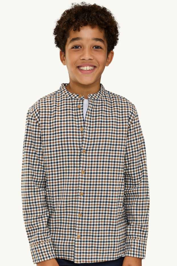 Bambini - Camicia - a quadretti - marrone / blu scuro