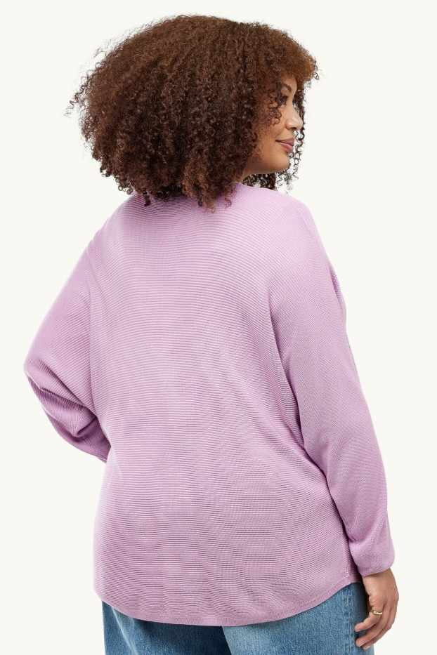 Damen - Pullover - gerippt - flieder
