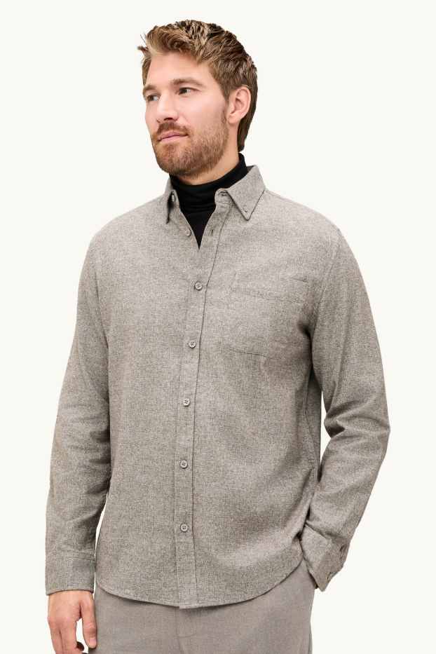 Herren - Hemd - Regular Fit - Button-down - beige-melange