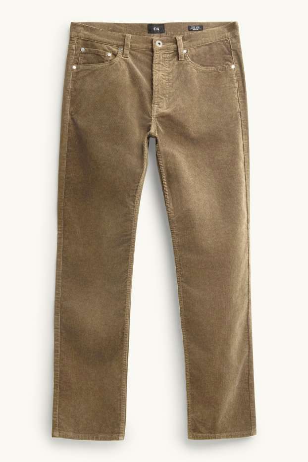 Men - Corduroy trousers - straight fit - dark green