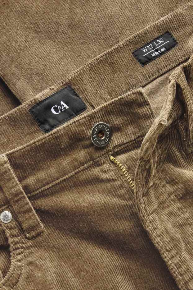 Men - Corduroy trousers - straight fit - dark green