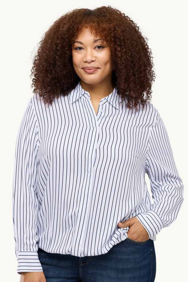 Donna - Blusa - a righe - bianco / blu