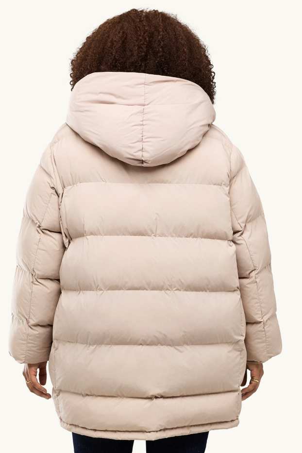 Women - Quilted coat with hood - lined - water-repellent - beige