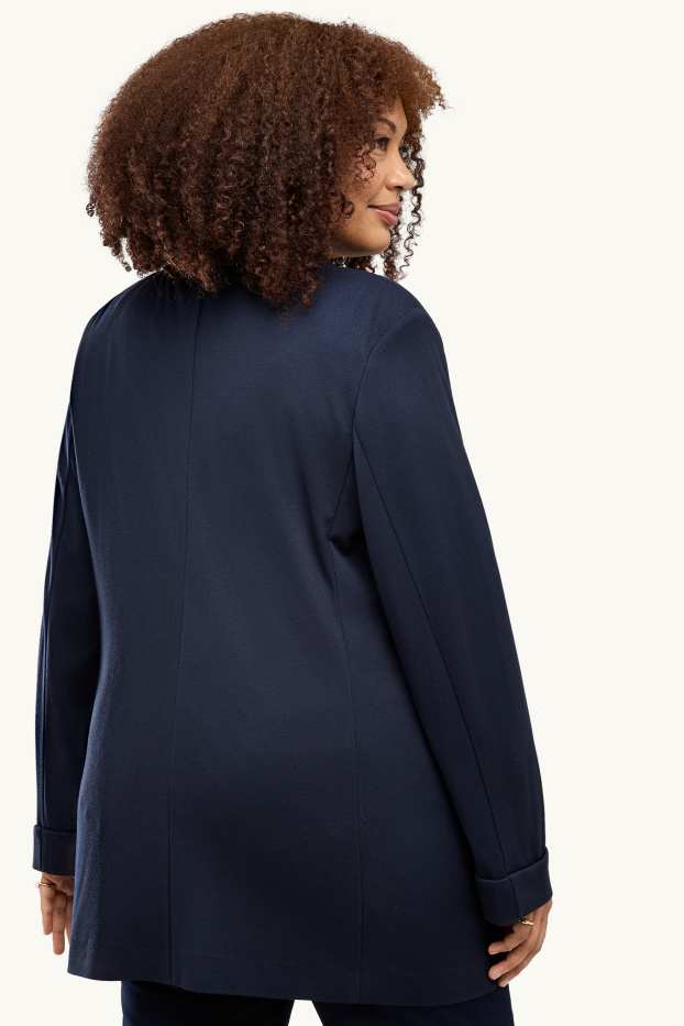 Dames - Lange blazer - curvy fit - donkerblauw