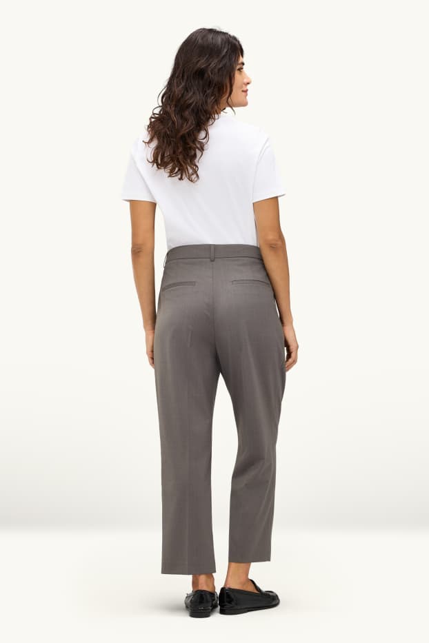 Dames - Pantalon - high waist - tapered fit - grijs