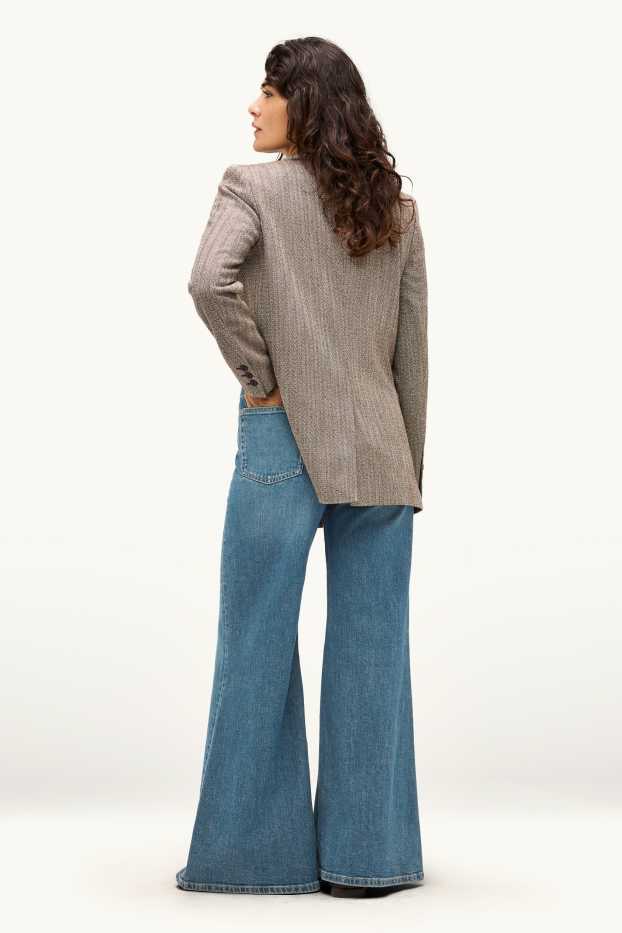 Damen - Wide Flared Jeans - High Waist - jeansblau