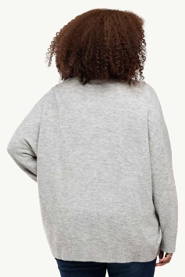 Damen - Pullover mit V-Ausschnitt - grau