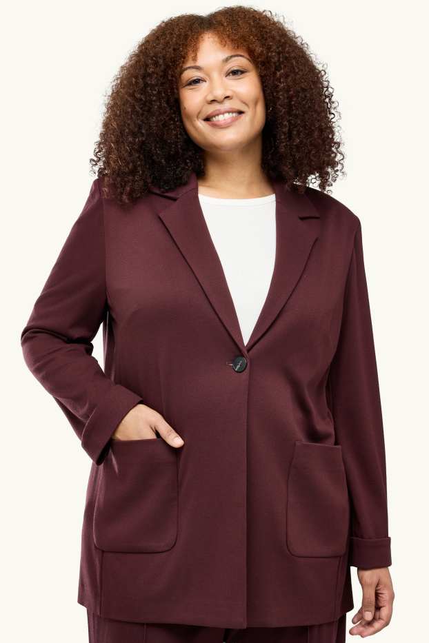 Dames - Lange blazer - curvy fit - bordeaux
