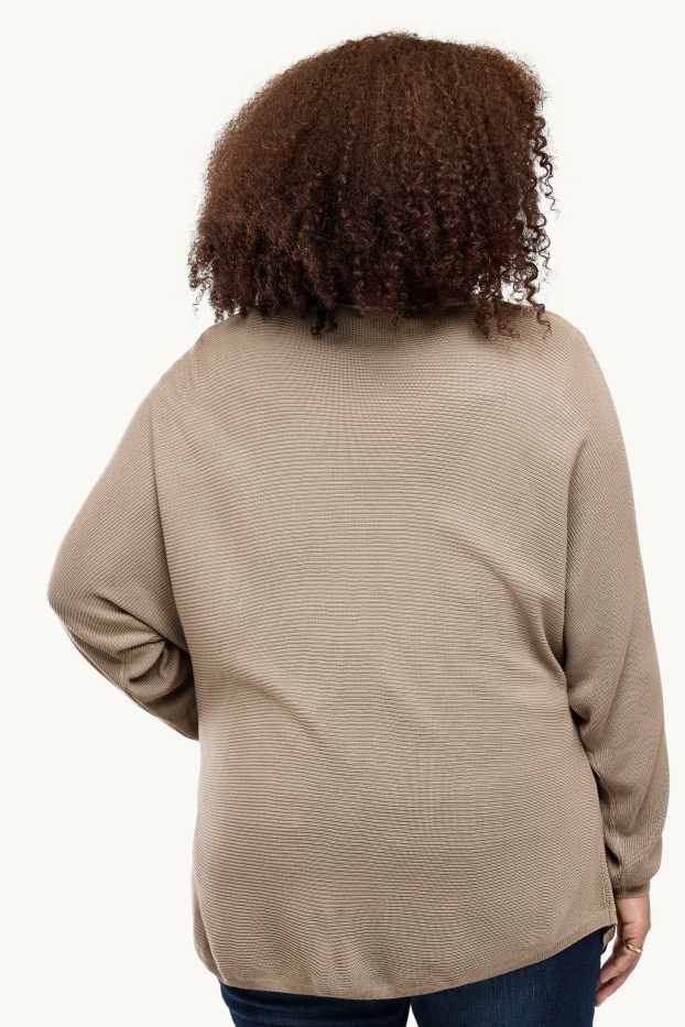 Damen - Pullover - gerippt - beige
