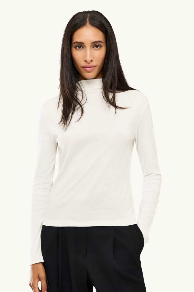 Femmes - Haut à manches longues - slim fit - blanc pur