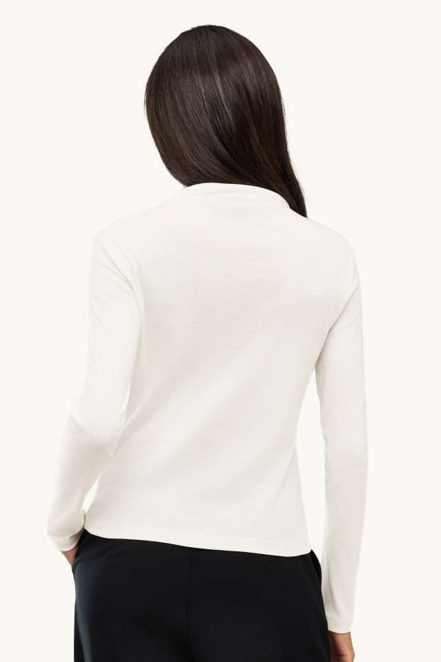 Femmes - Haut à manches longues - slim fit - blanc pur