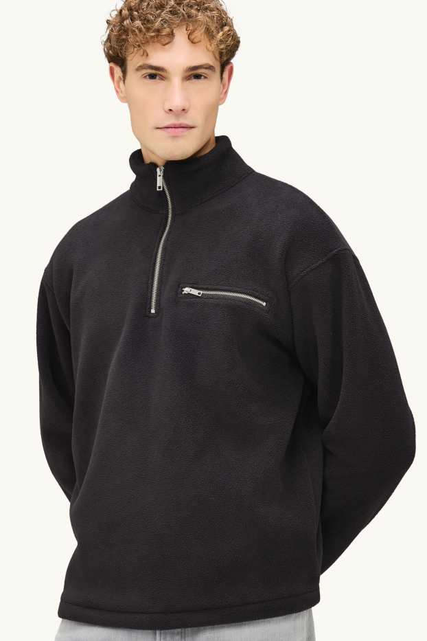 Bărbați - Pulover de fleece - negru