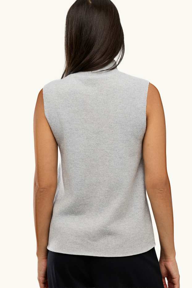 Dona - Top de coll girat - de canalé - gris jaspiat