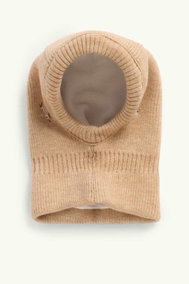 Miminka - dívky - Květiny - termo kukla Balaclava pro miminka - béžová