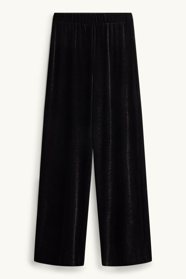 Dona - Pantalons de vellut - high waist - straight fit - negre