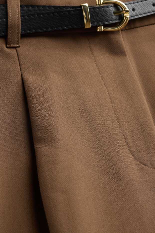 Dames - Pantalon met riem - high waist - tapered fit - bruin
