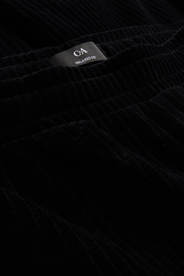 Men - Joggers - relaxed fit - ribbed - black