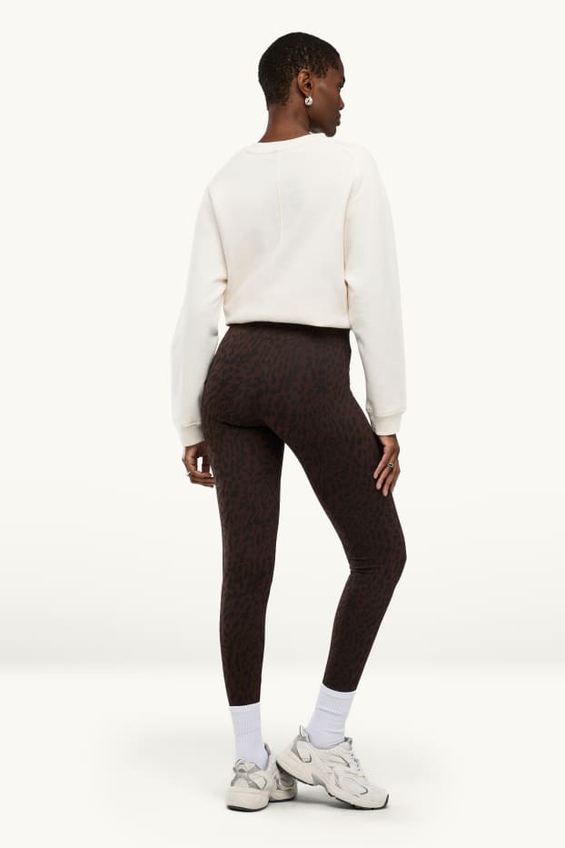 Women - Leggings - leopard print - brown