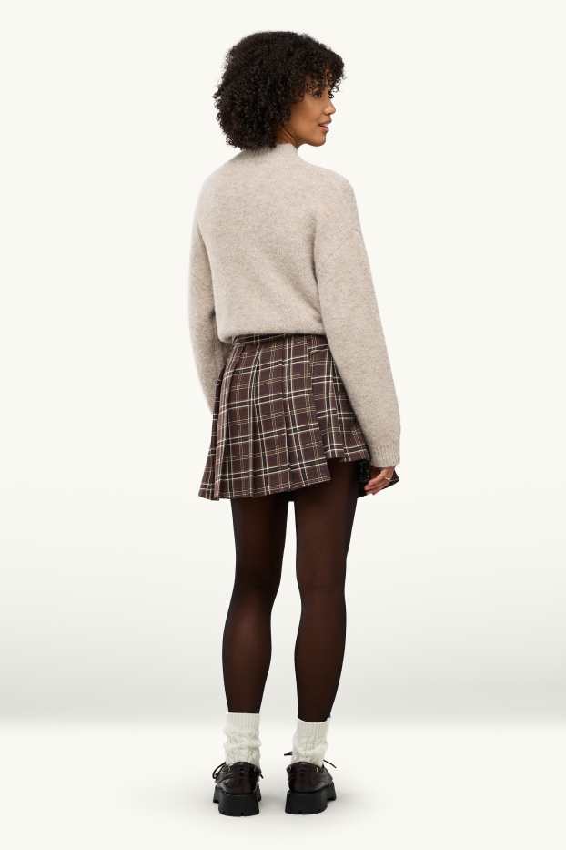 Dona - Faldilla pantaló - de quadres - marró / blanc trencat