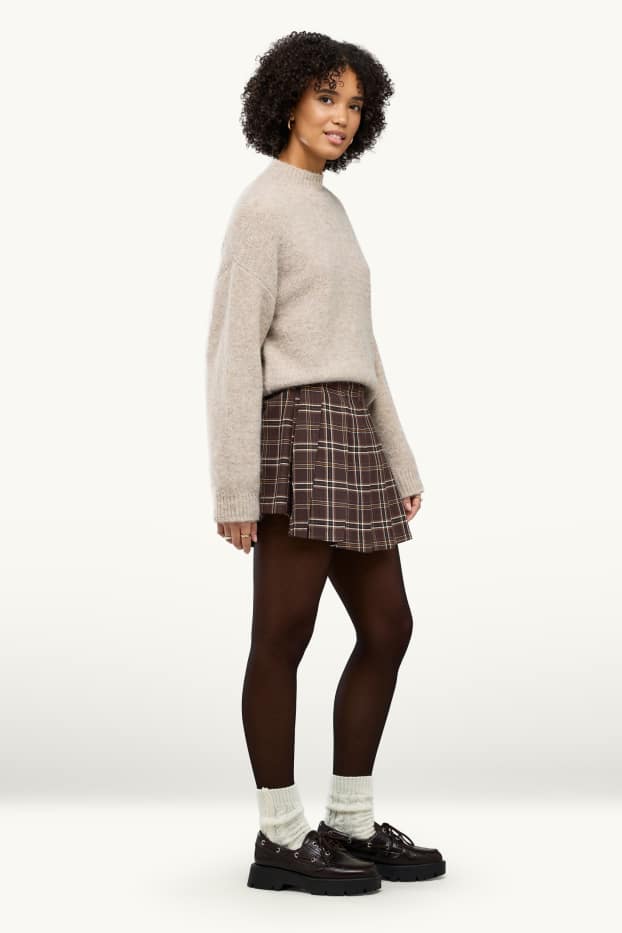 Dona - Faldilla pantaló - de quadres - marró / blanc trencat