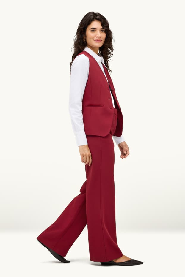 Femmes - Pantalon de bureau - high waist - regular fit - rouge foncé