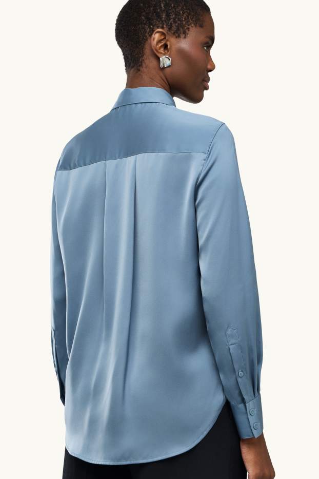 Women - Satin blouse - light blue
