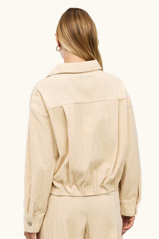 Dames - Blouse van corduroy - crèmekleurig
