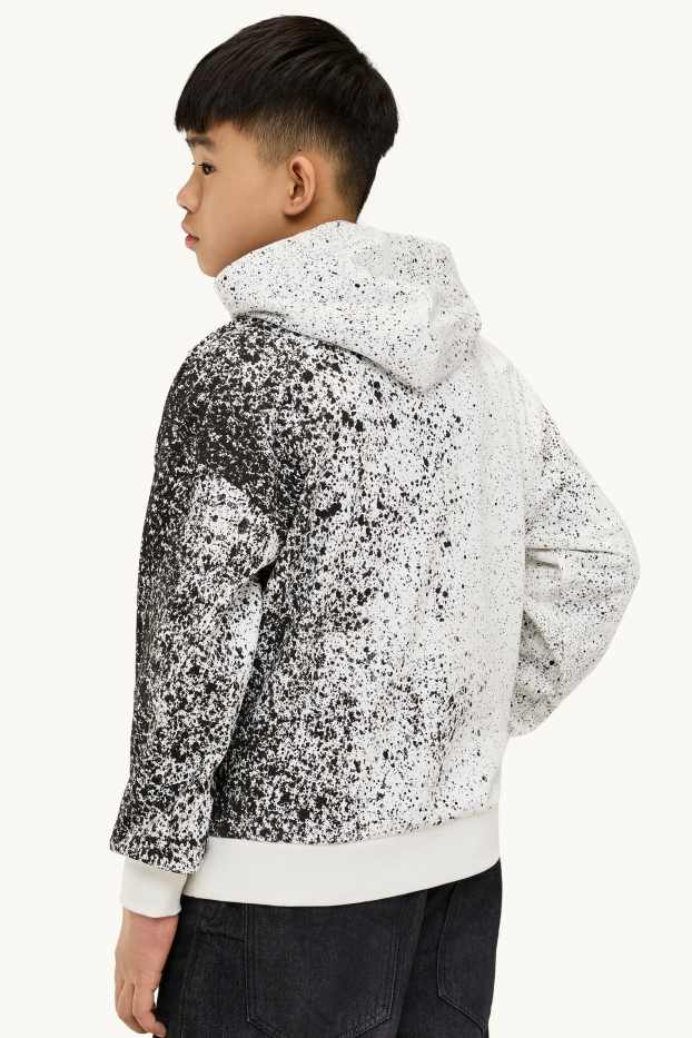 Kinder Jungen - Hoodie - gemustert - weiss / schwarz