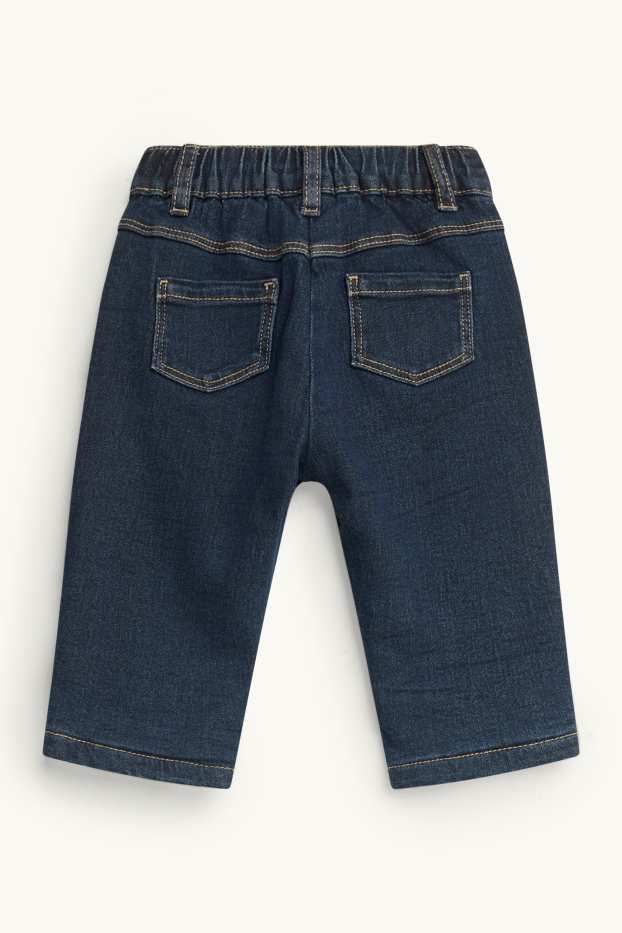 Baby Mädchen - Blümchen - Baby-Jeans - Thermojeans - dunkeljeansblau