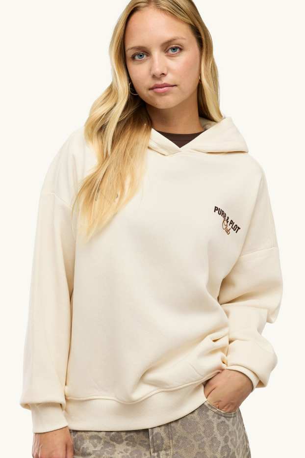 Femmes - Sweat à capuche oversize - crème