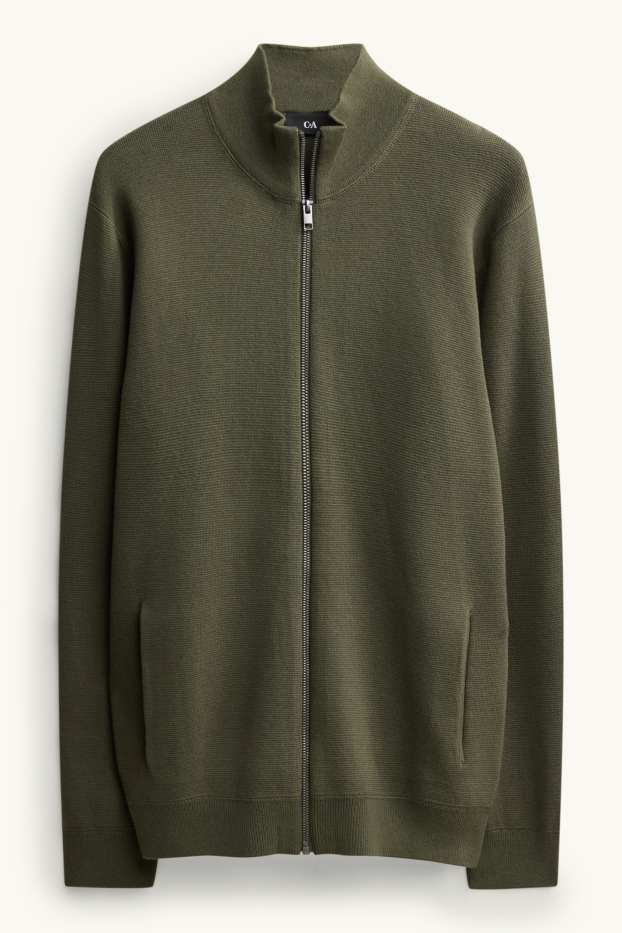 Herren - Strickjacke - khaki