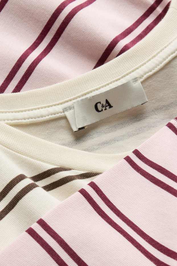Kinder Mädchen - Multipack 2er - Langarmshirt - gestreift - zartrosa