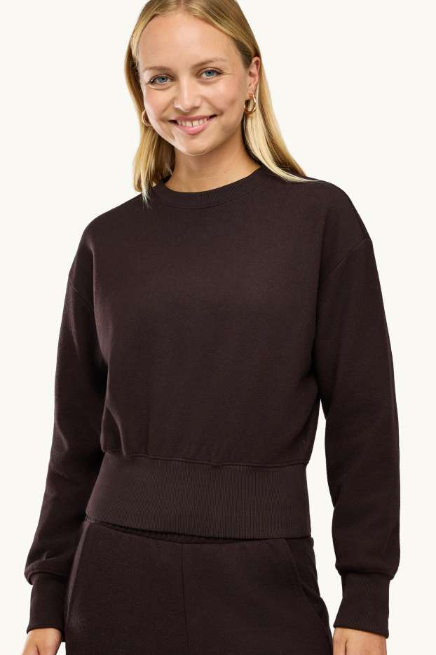 Damen - Pullover - gerippt - dunkelbraun