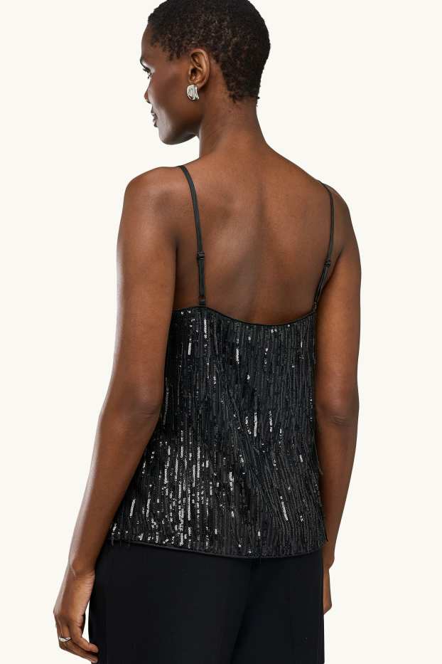 Donna - Top con paillettes - nero