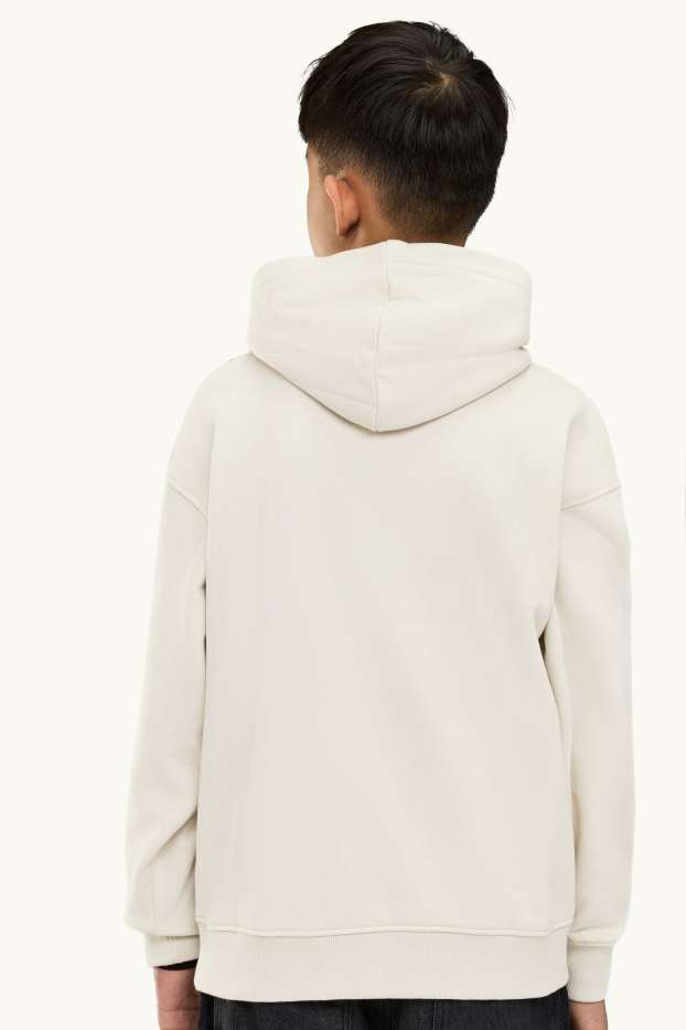Children Boys - Hoodie with appliquéd bag - cremewhite