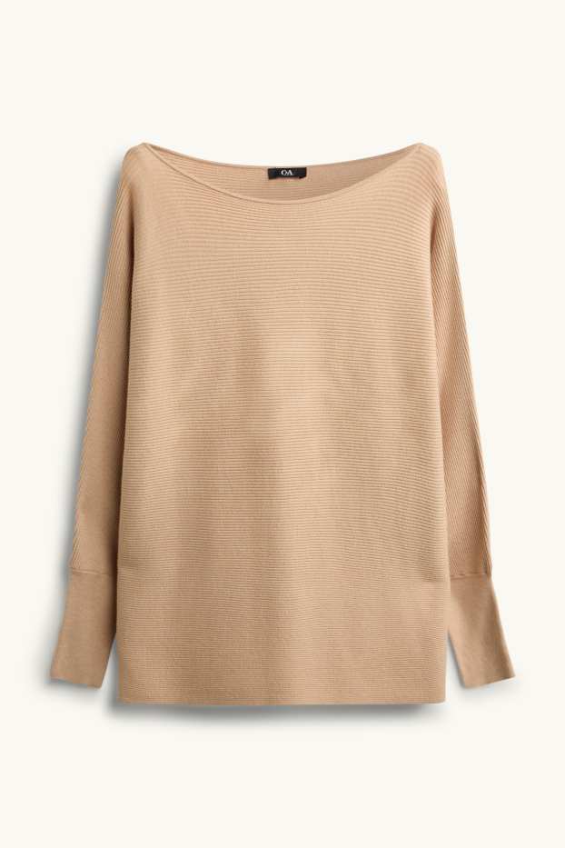 Damen - Pullover - gerippt - sandfarben