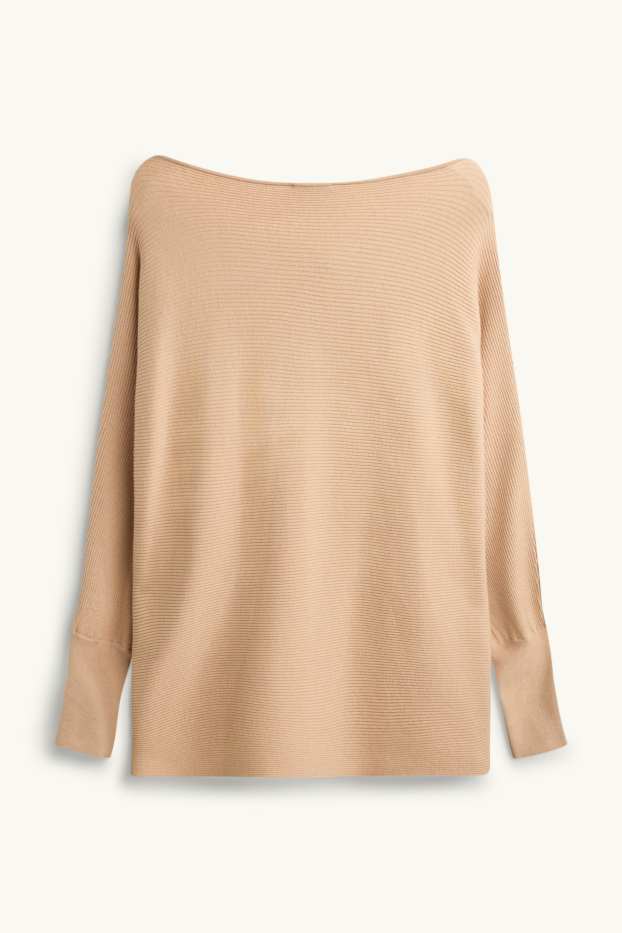 Damen - Pullover - gerippt - sandfarben