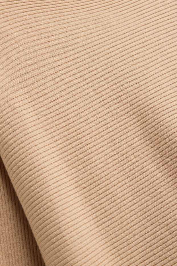 Damen - Pullover - gerippt - sandfarben