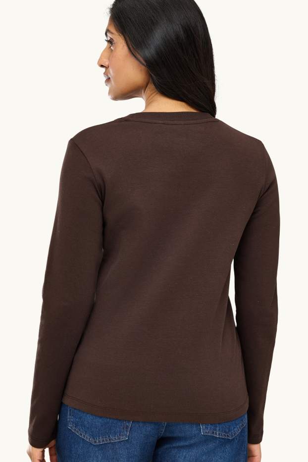 Dames - Longsleeve - regular fit - donkerbruin