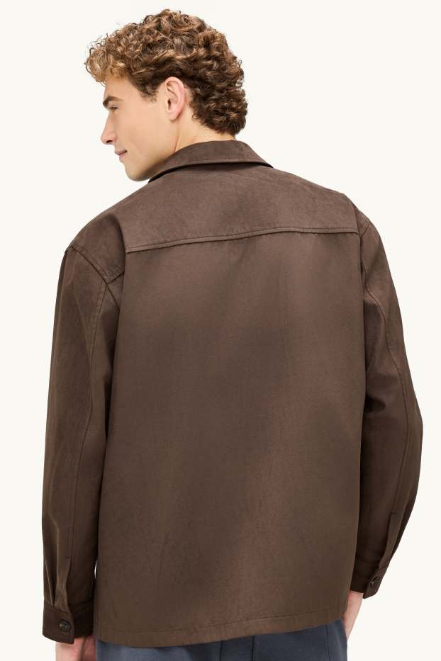 Heren - Overhemdjas - relaxed fit - Kent - imitatiesuède - bruin