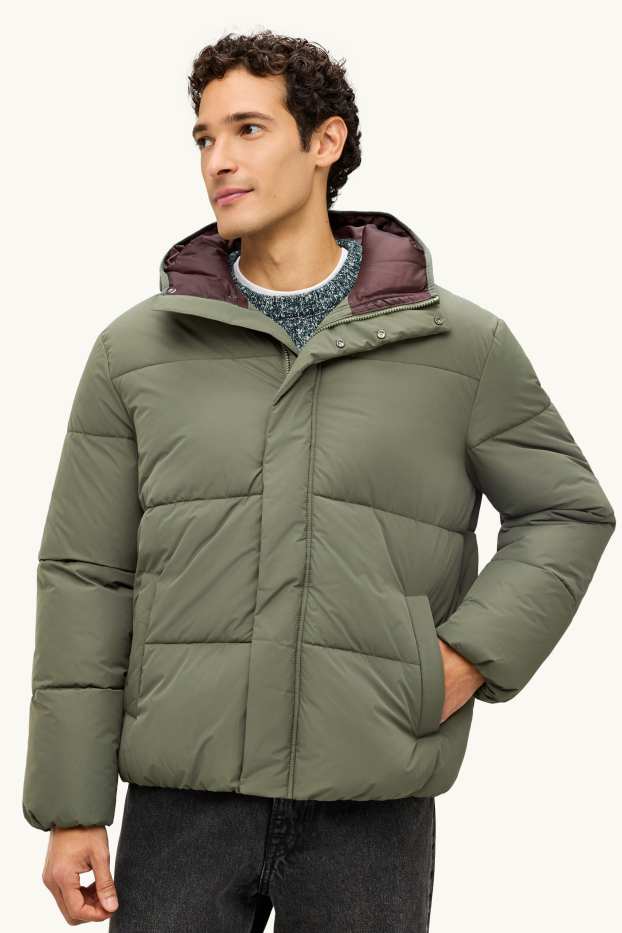 Uomo - Giacca trapuntata - foderata - idrorepellente - verde scuro