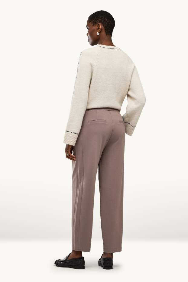 Damen - Jersey-Hose - High Waist - Barrel Leg - taupe