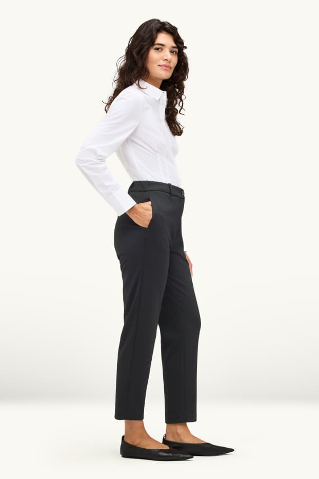 Women - Business trousers - high waist - regular fit - black