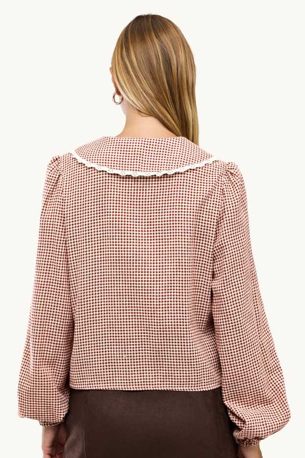 Women - Blouse - check - red / white