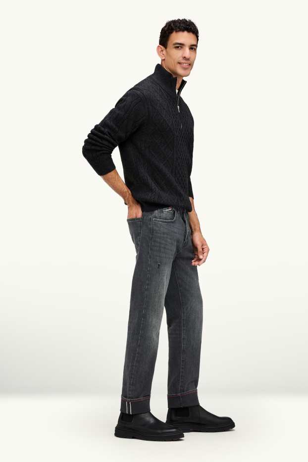 Herren - Straight Jeans - Selvedge - dunkeljeansgrau
