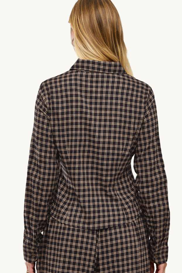 Women - Shirt blouse - check - brown / beige
