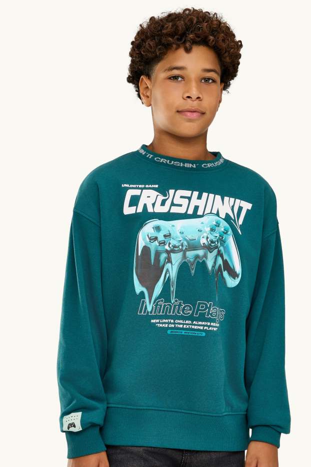 Kinder Buben - Gaming-Controller - Sweatshirt - petrol